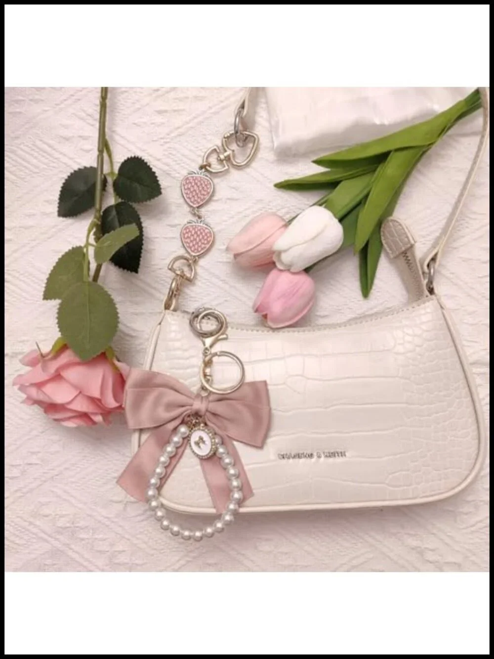2 Purse Extender Chains & 2 Bow Keychains - Alloy Extenders for Handbag Straps